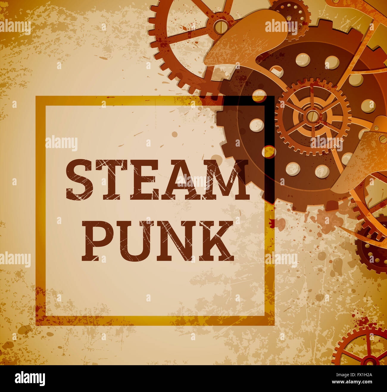 Abstract industrial background with gears  in the style of steampunk. Stock Photo