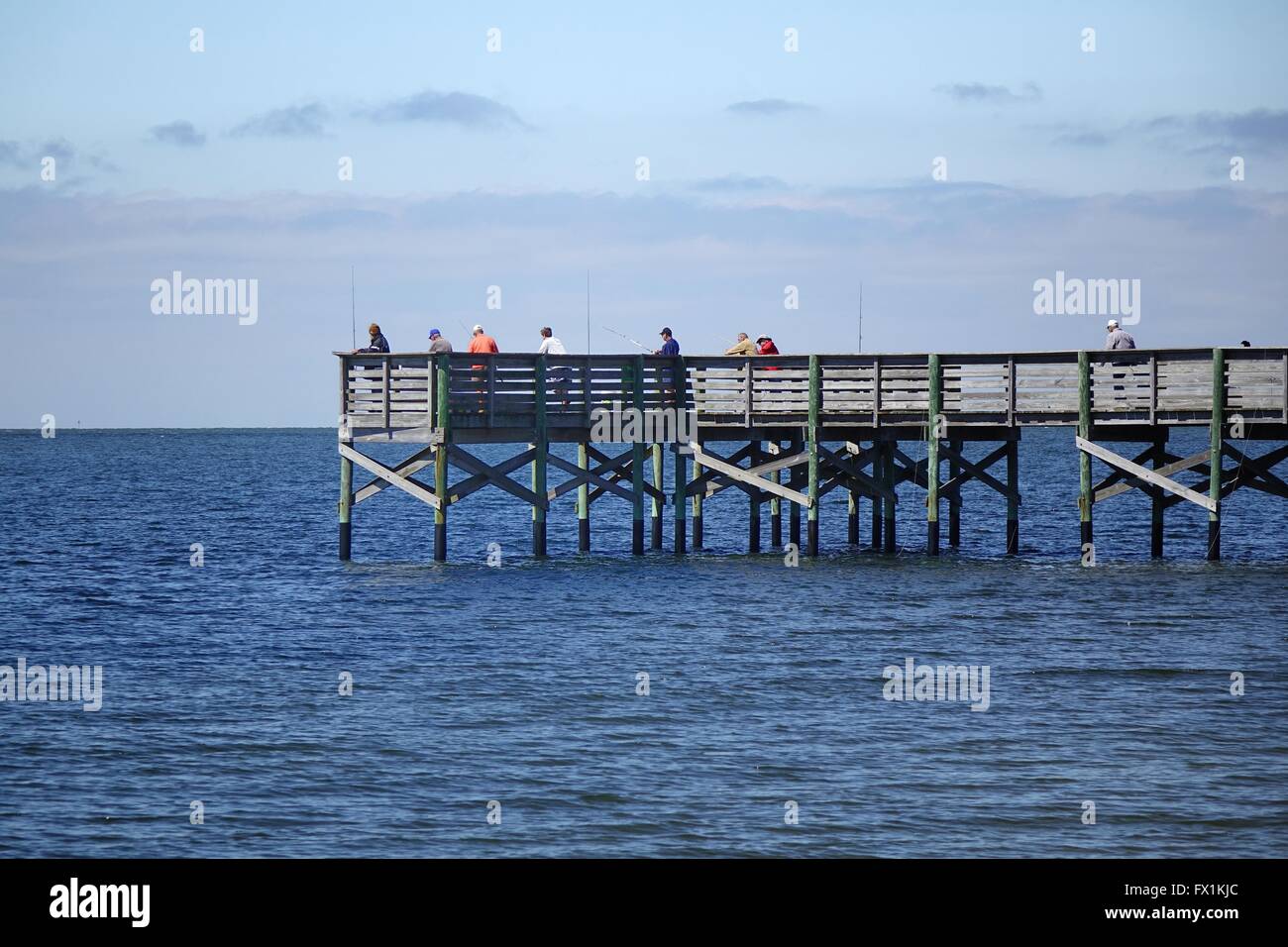 Fishing pier, Fort Island Gulf Beach Park, Crystal River, Florida Stock