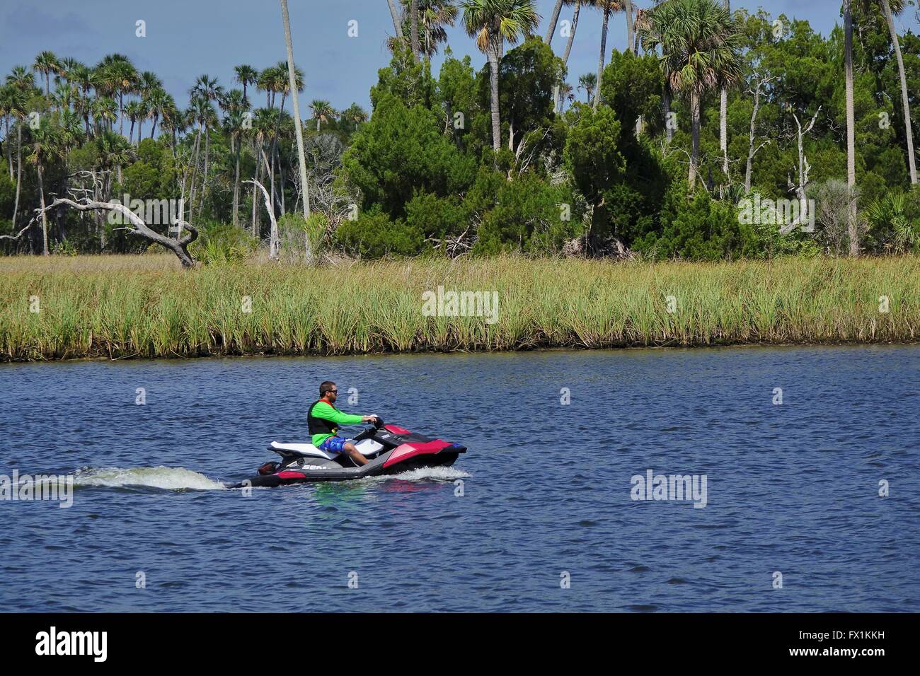 Personal watercraft navigating the Crystal River Stock Photo