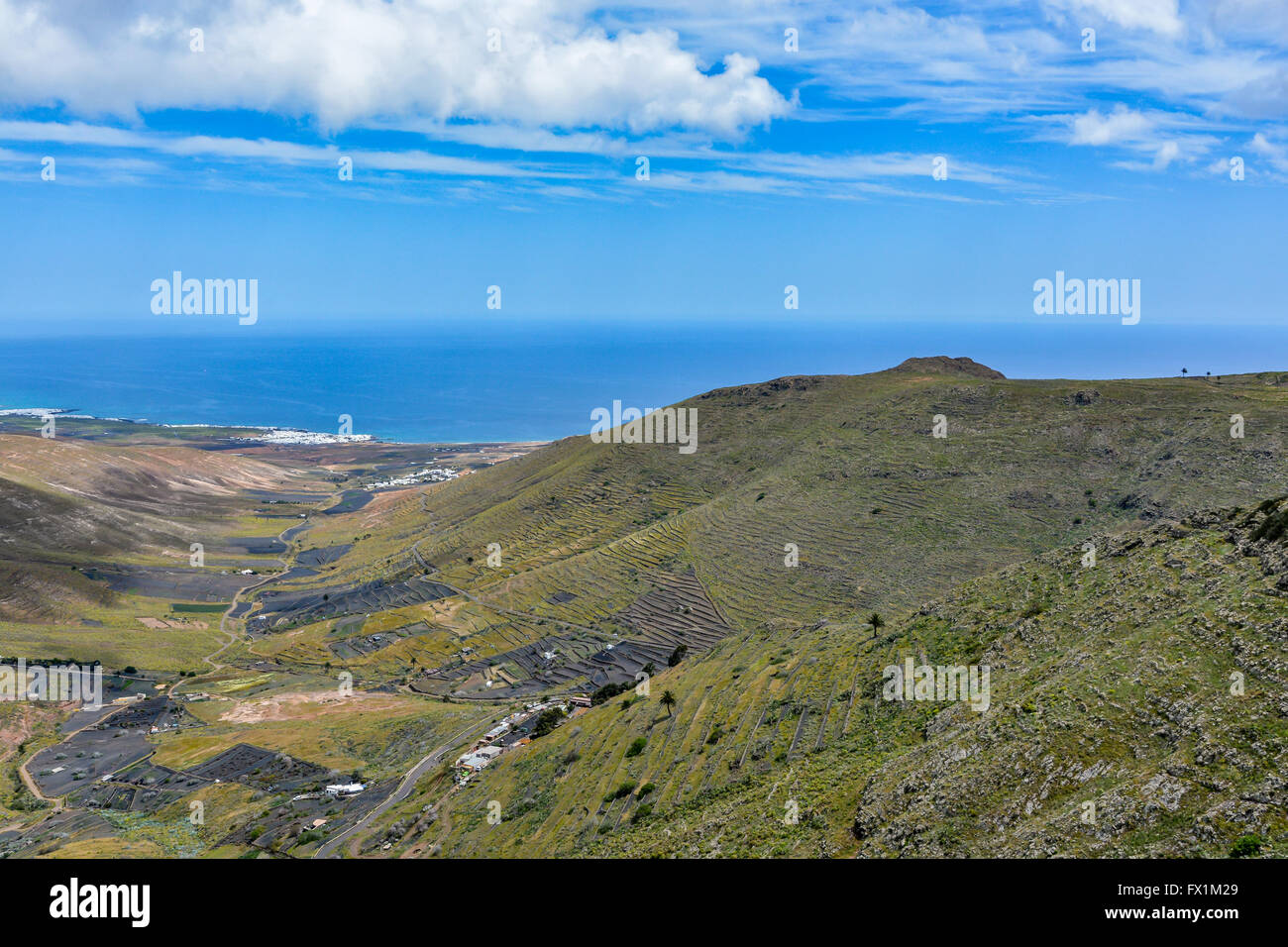 Amazing landscape of Haria valley (the valley of a thousand palms), Lanzarote island, Spain Stock Photo