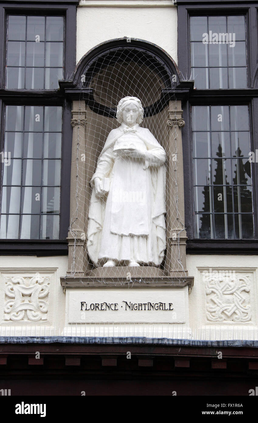 Statue on the former Boots the Chemist building in Derby which was