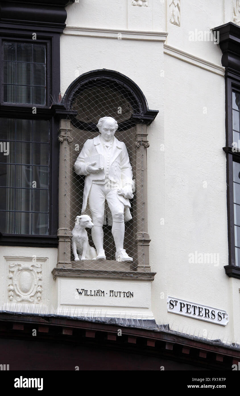 Statue on the former Boots the Chemist building in Derby which was