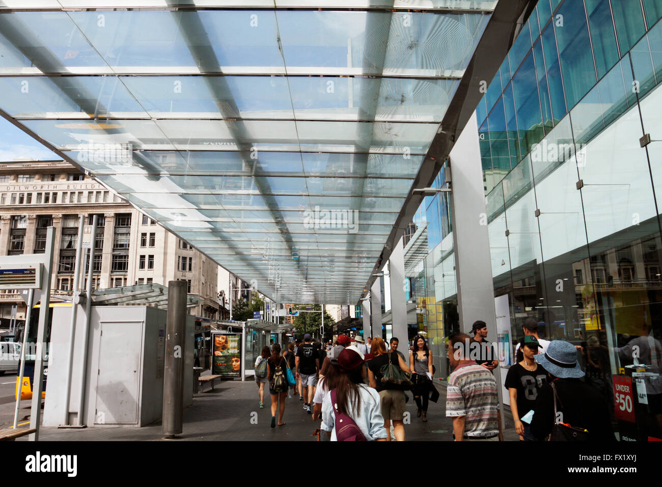Glass covered sidewalk in Auckland, New Zealand Stock Photo Alamy