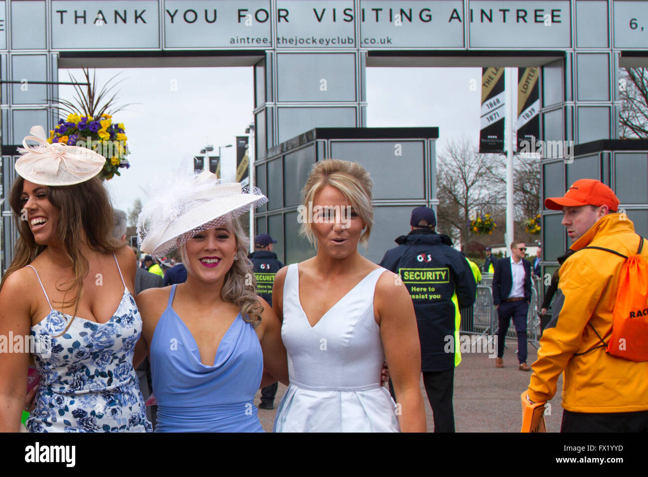 Ladies Day at the 2016 Aintree Grand National, Merseyside, UK.  In previous years attendee’s outfits have got attention for all wrong reasons, officials at the Grand National urged this year's racegoers to 'smarten up' to make the event more aspirational. Stock Photo
