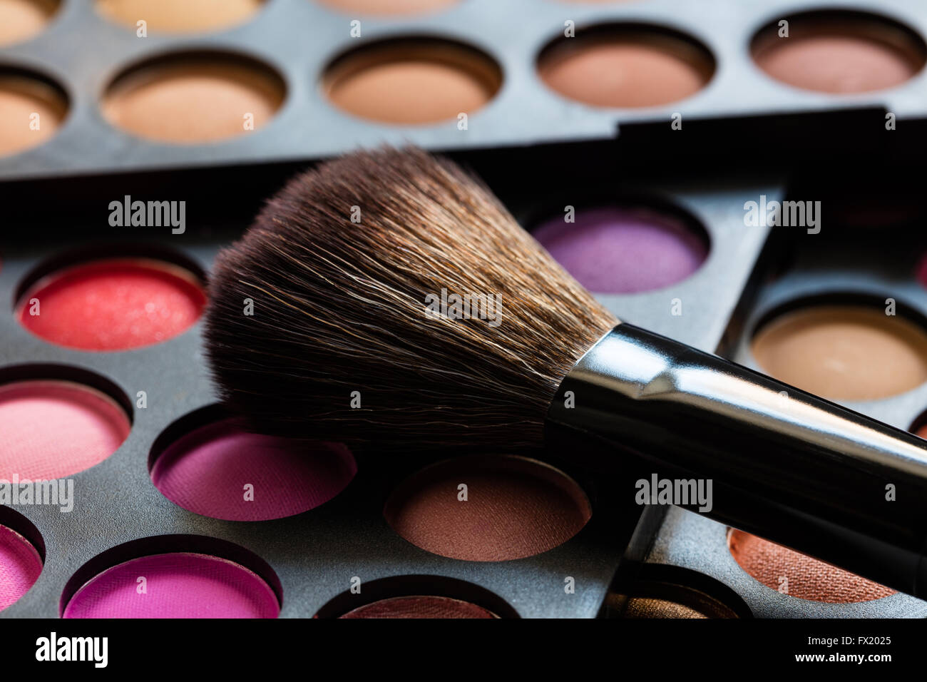 set of decorative cosmetics, Eyeshadow Palette and brush Stock Photo Alamy