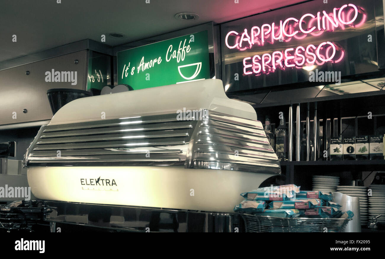 Espresso Coffee Machine in a coffee bar in Broadstairs Kent UK Stock Photo