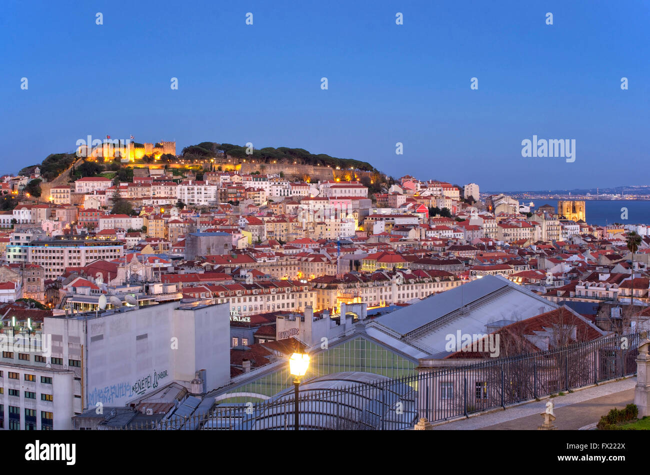 Santa Cruz and Alfama from Sao Pedro de Alcantara gardens Bairro