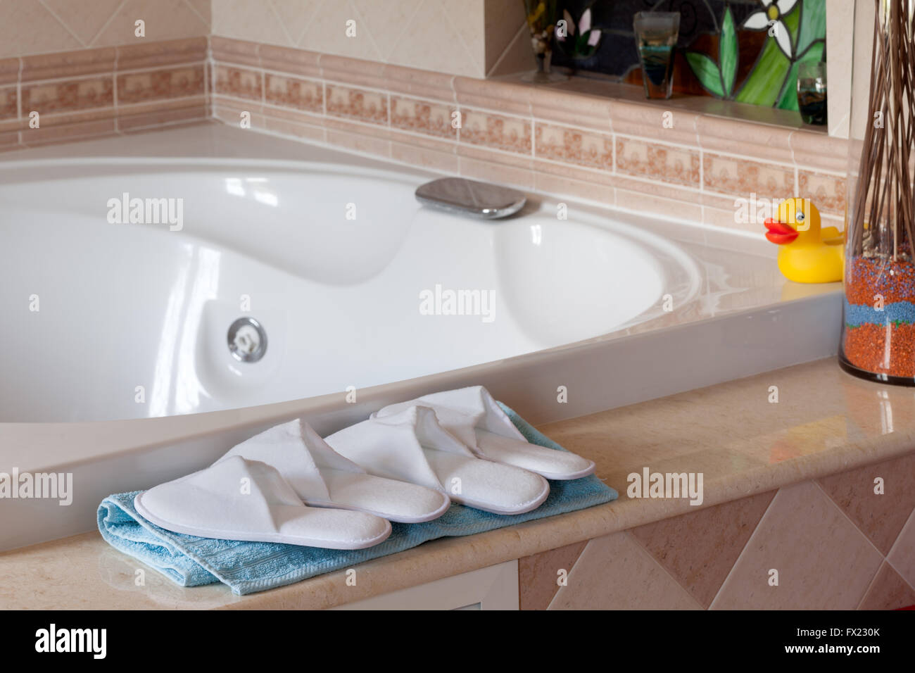 Slippers In Home Bathroom Stock Photo - Alamy