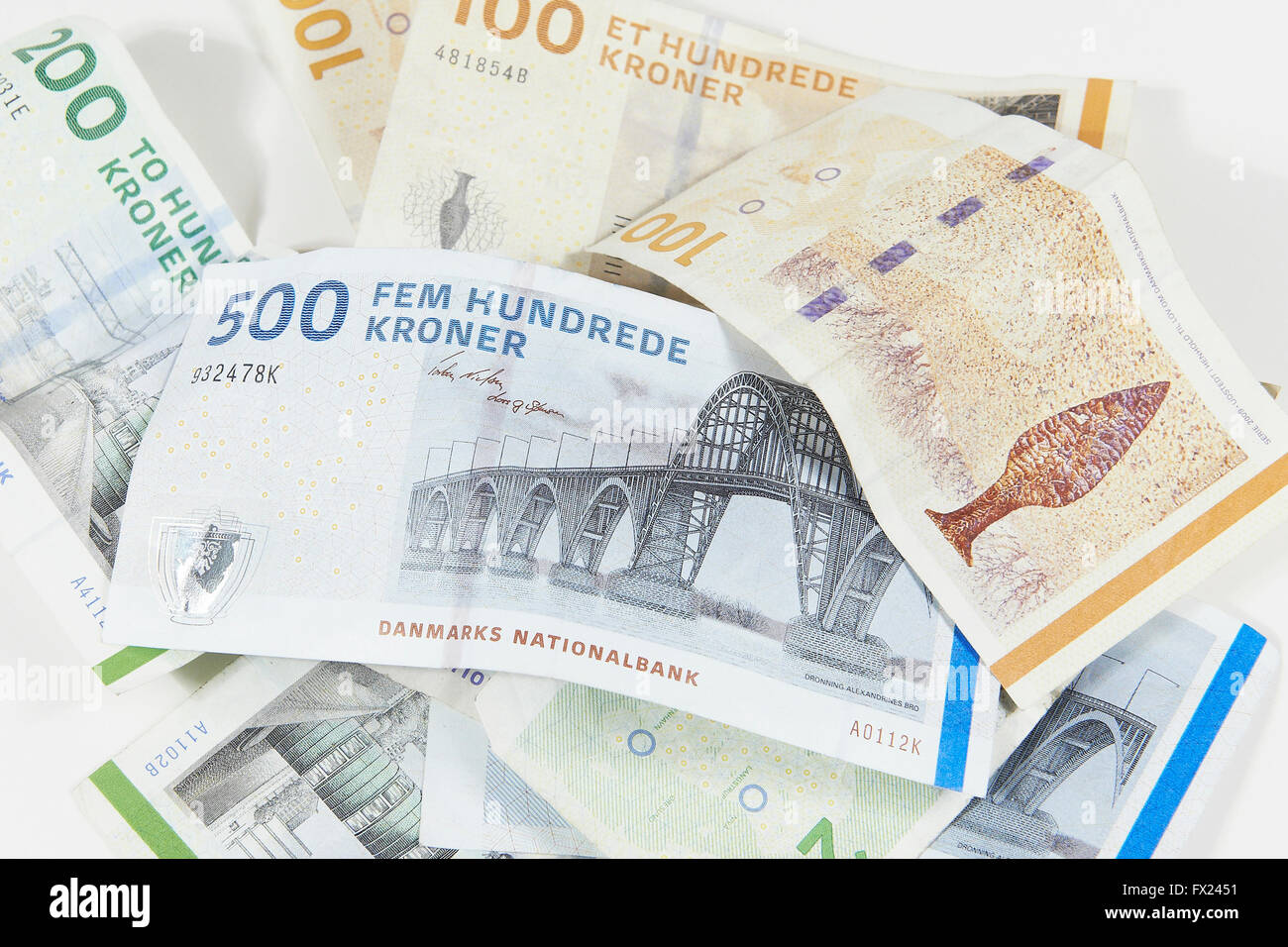 Closeup shoot of Danish bills Stock Photo