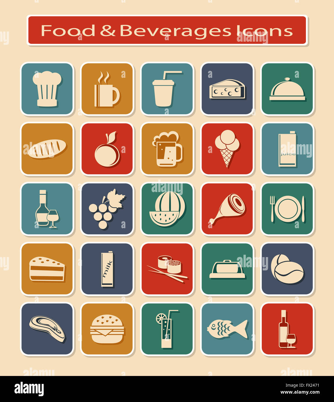 Set of Food & Beverages Icons Stock Photo Alamy