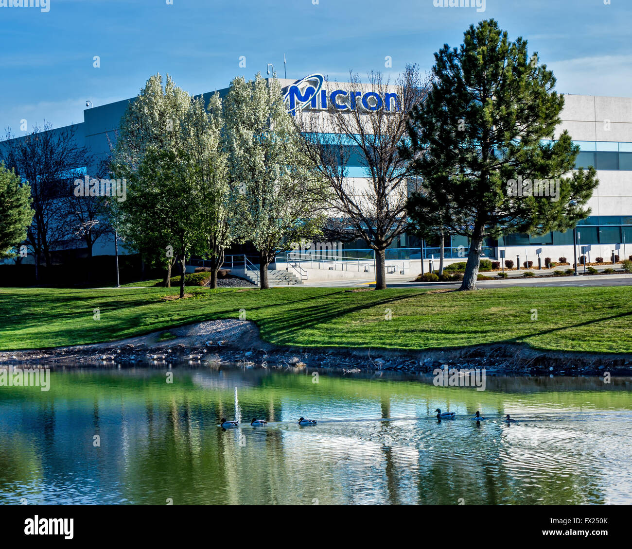 Boise, ID, USA - March 25, 2016: Micron Technology Boise . Micron is a leading company in semiconductor manufacturing. Stock Photo