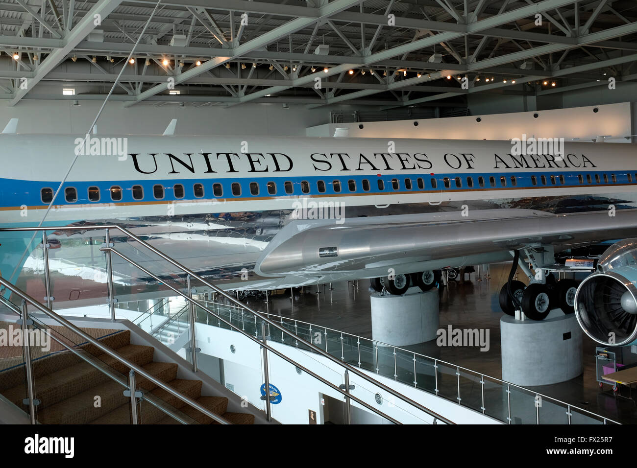 Retired Air Force One in Ronald Reagan Presidential Library and Museum in Simi Valley, California Stock Photo