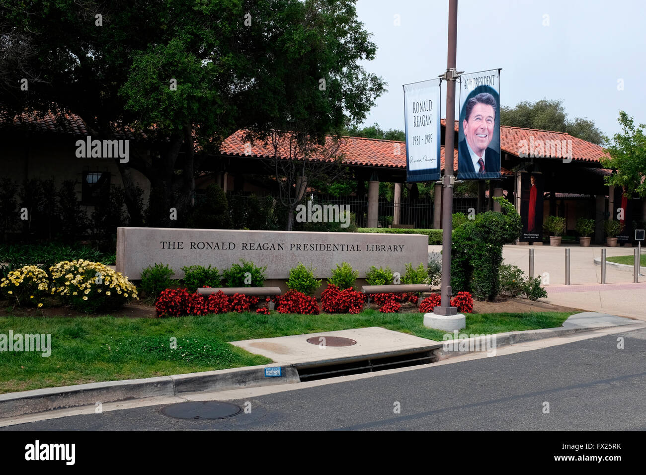 Entrance to the President Ronald Reagan library and museum, Simi Valley, California Stock Photo