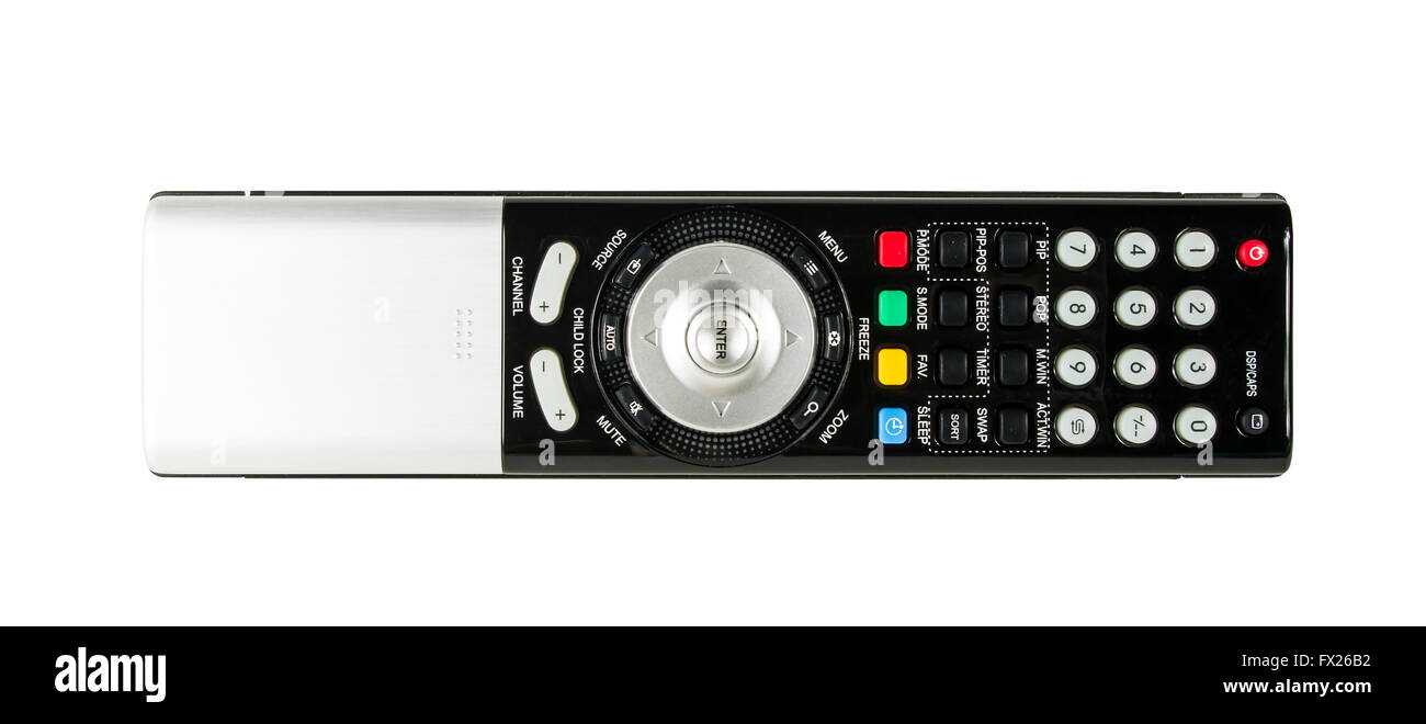 TV remote control isolated on white background Stock Photo - Alamy