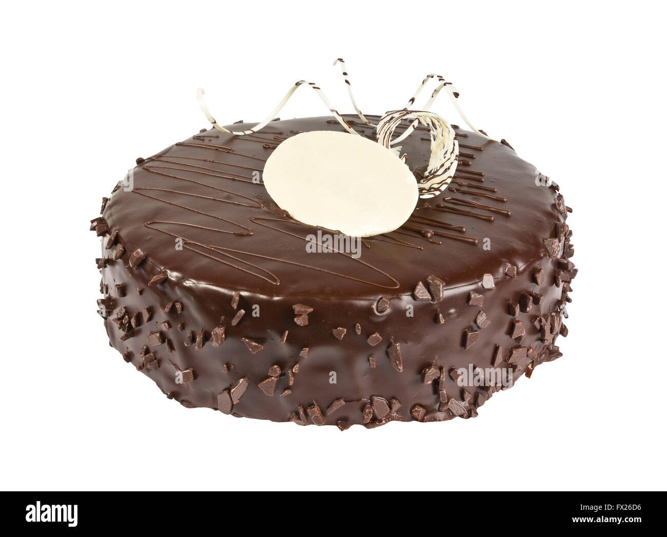 Delicious biscuit cake with chocolate isolated on white background ...