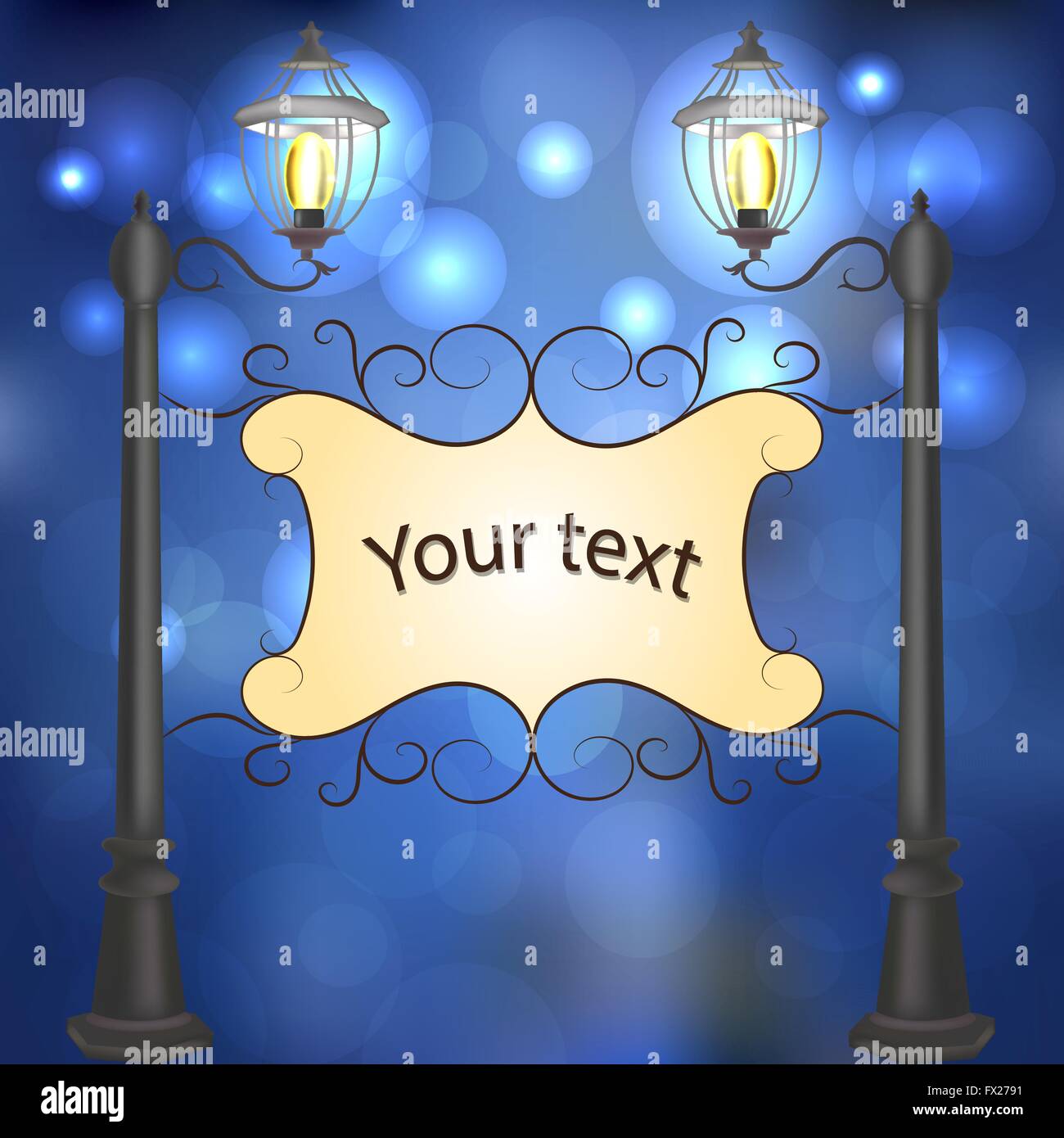 Evening landscape with vintage lampposts Stock Vector Image & Art - Alamy