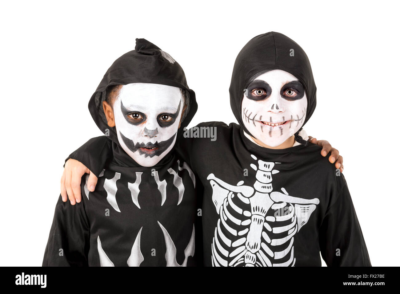 Kids posing in Halloween costumes isolated in white Stock Photo - Alamy
