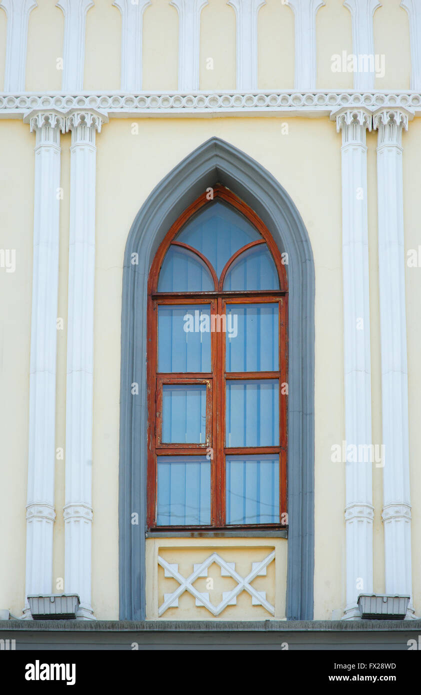 Ornamented window lancet arch of a cathedral in gothic style Stock Photo