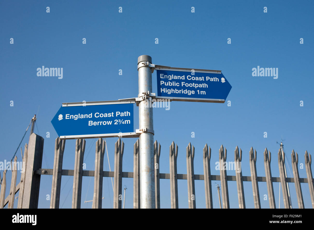 England coast path sign in burnham on sea, on path to berrow and highbridge somerset Stock Photo