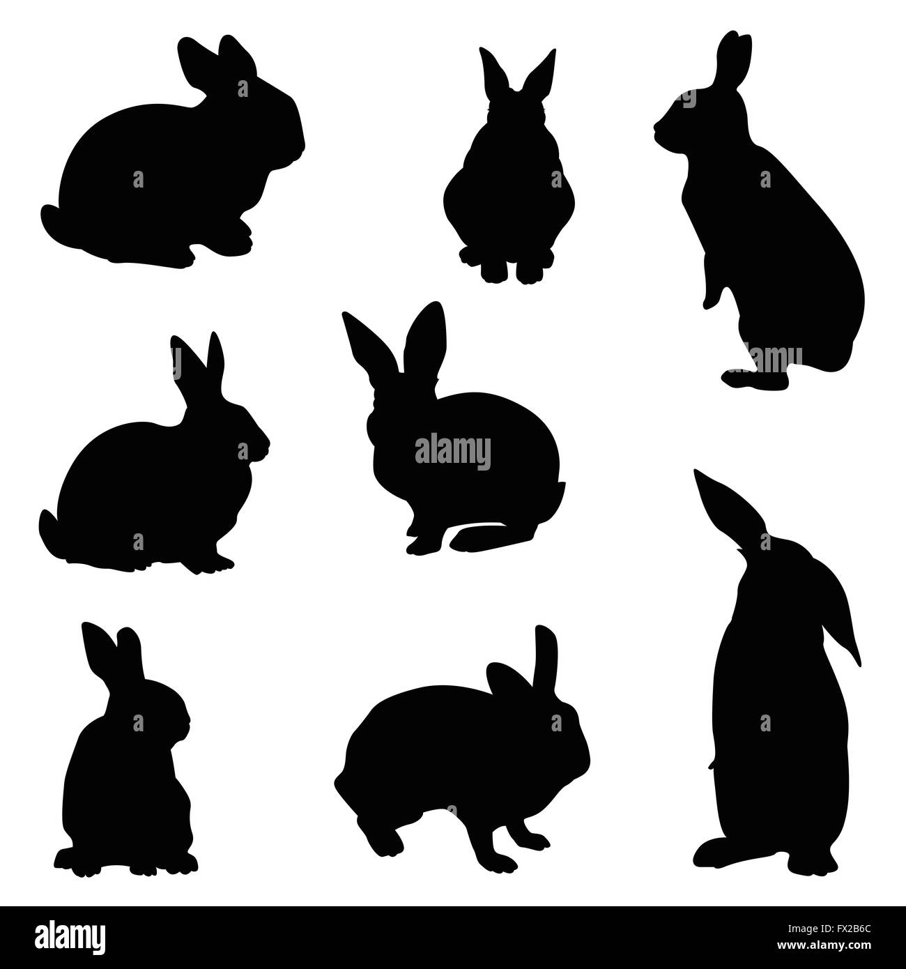 rabbit silhouette illustration set Stock Photo - Alamy