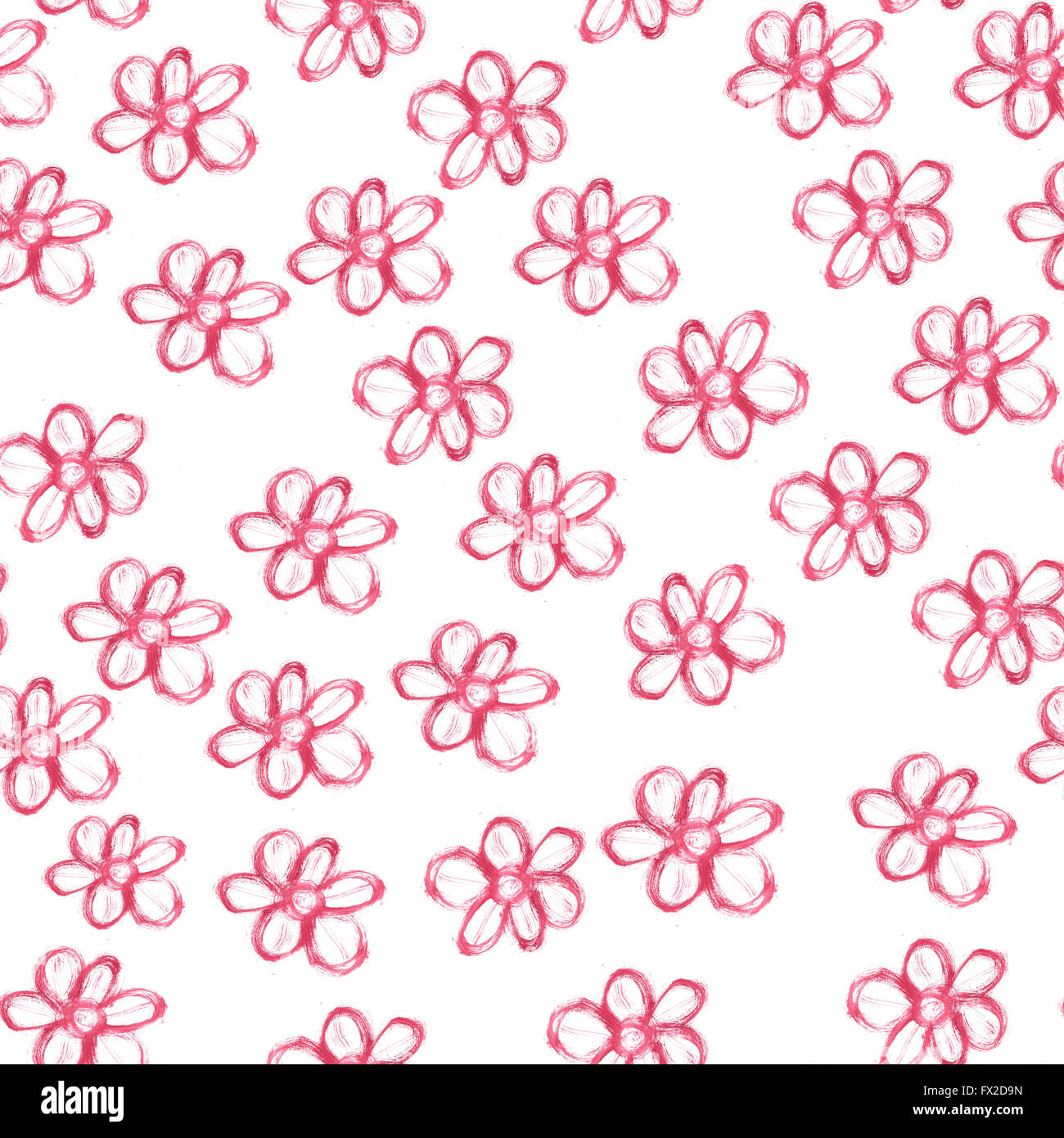 Seamless pattern with red watercolor flowers on white background ...