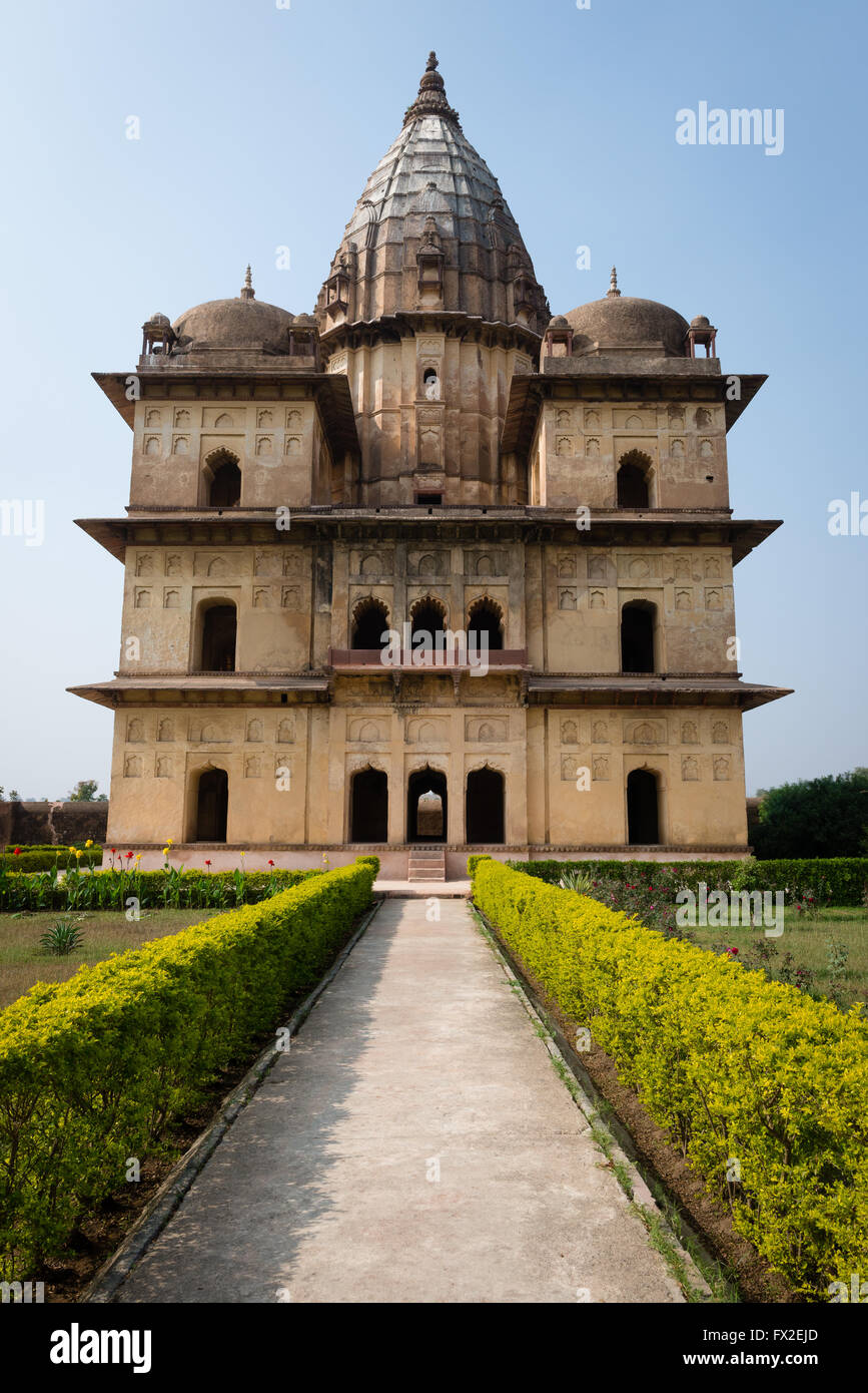 Wide angle view of chhatris at Orchha, India Stock Photo