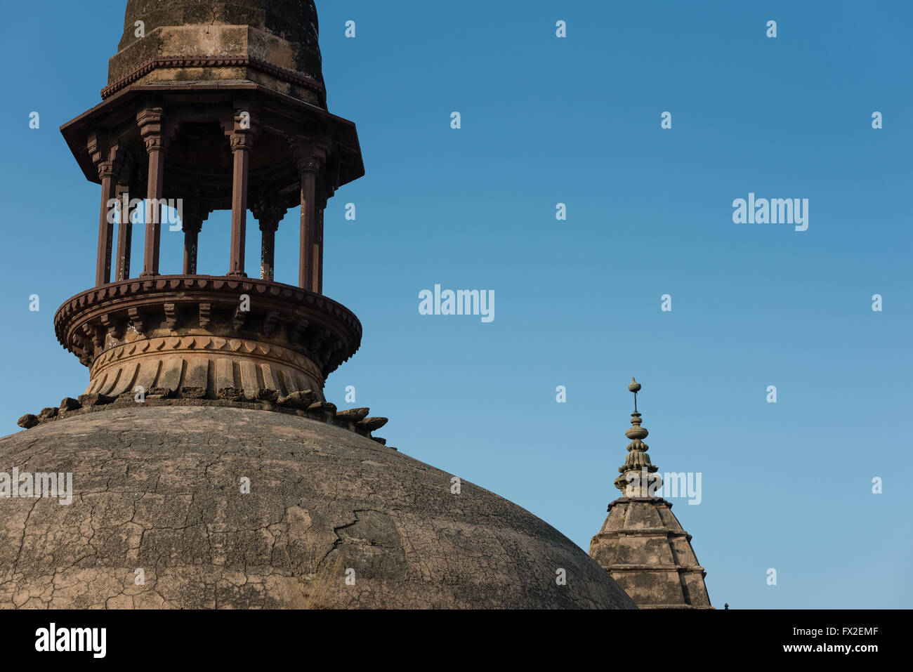 Rooftop of Orchha Chhartris Stock Photo
