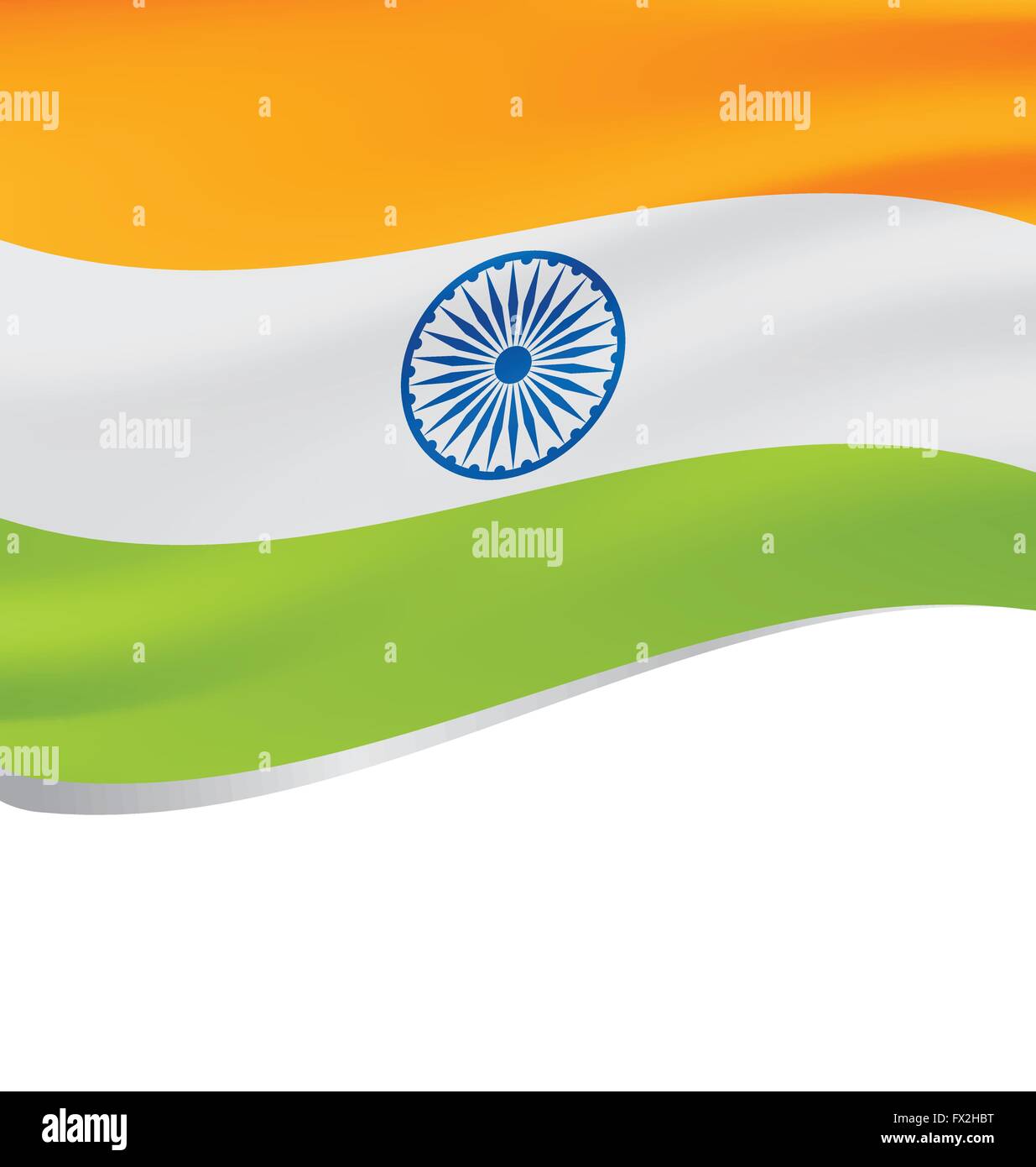 Waving flag of India isolated on white background Stock Vector Image ...