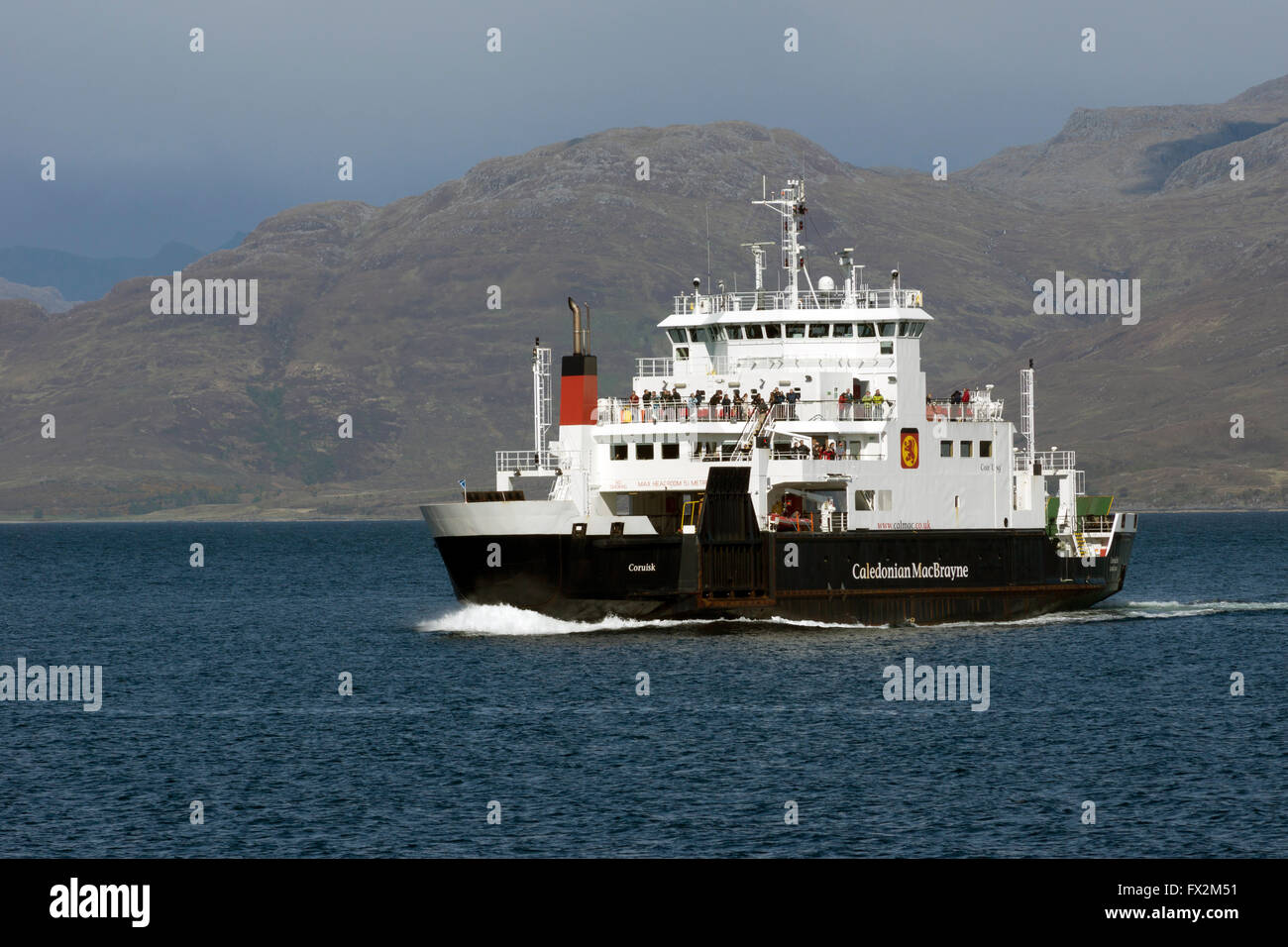 Caledonian MacBrayne car ferry en route from Mallaig to Armadale on the Isle of Skye, Scotland Stock Photo