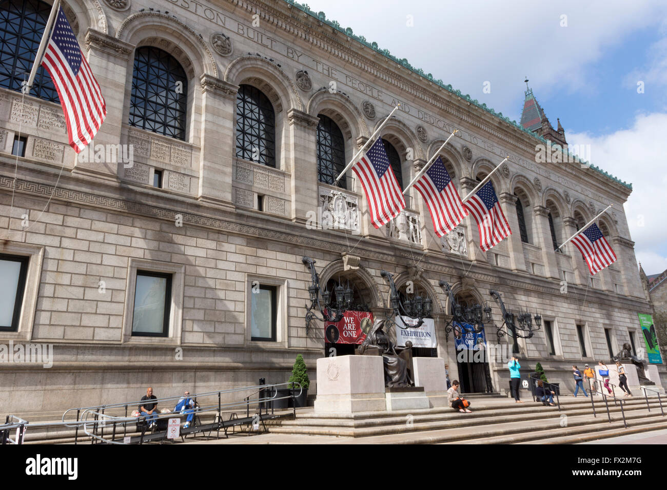 The facade of Boston Public Library, Boston, Massachusetts, USA Stock Photo