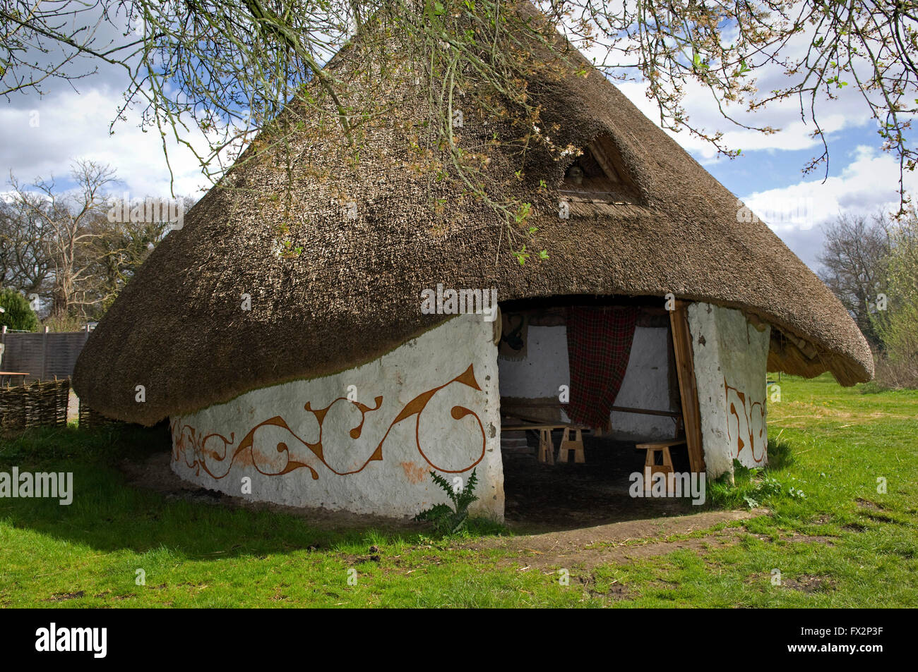 Recreation of the round houses,dugout canoe and Sweet Track of the Iron