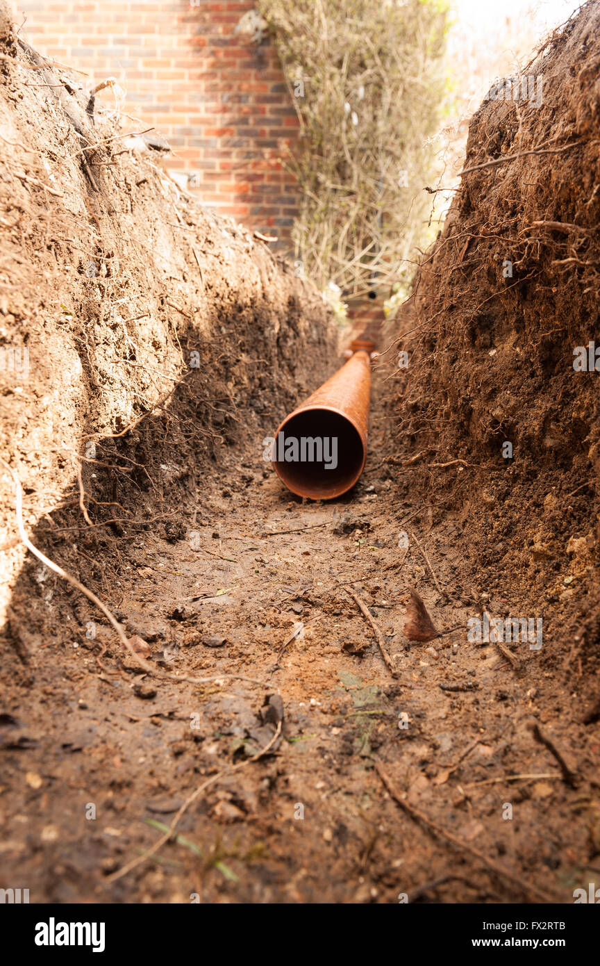 6m soil pipe run to comply with building regulations and soakaway for drainage in trench through 6m soil pipe run to comply with building regulations and soakaway for drainage in trench through