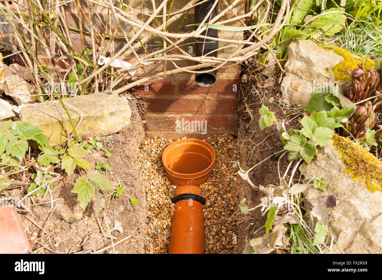 6m soil pipe run to comply with building regulations and soakaway for drainage in trench through 6m soil pipe run to comply with building regulations and soakaway for drainage in trench through
