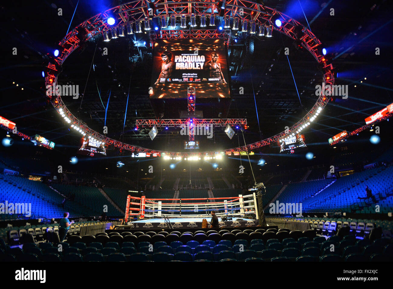 A general view of the MGM Grand Garden Arena on the 9th April 2016 hours  before the Pacquiao vs. Bradley Welterweight Championship fight in the MGM  Grand Garden Arena at the MGM