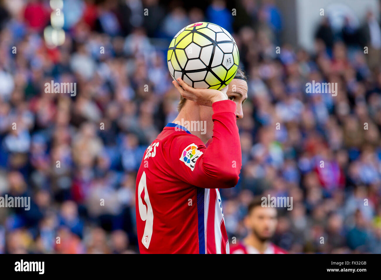 Barcelona, Spain. 9th April, 2016. Fernando Torres plays at the La Liga match between RCD Espanyol and Atletico de Madrid at the Powerade Stadium on April 9, 2016 in Barcelonal, Spain. Credit:  Christian Bertrand/Alamy Live News Stock Photo