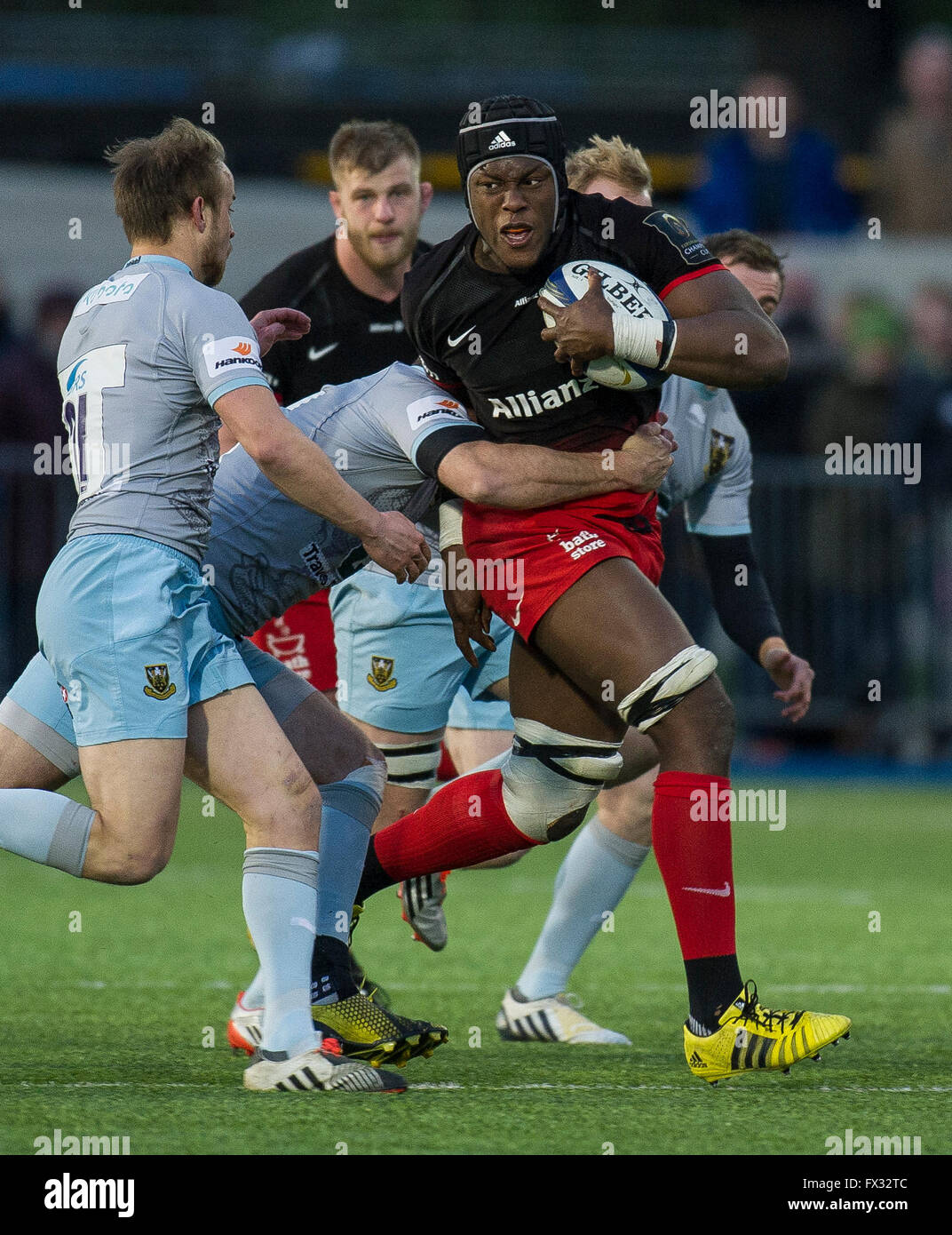 London, UK. 9th April, 2016.Maro Itoje of Saracens in the European Rugby Champions Cup quarter final match between Saracens and Northampton Saints at Allianz Park on April 9, 2016 in London UK. Credit:  Gary Mitchell/Alamy Live News Stock Photo