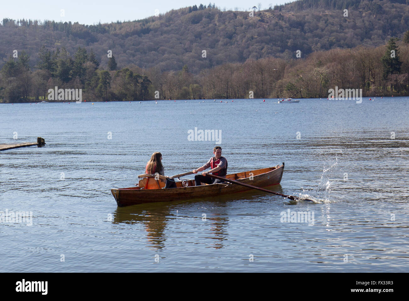 Lake Windermere Cumbria 10th April 2016 UK Weather Bright sunny