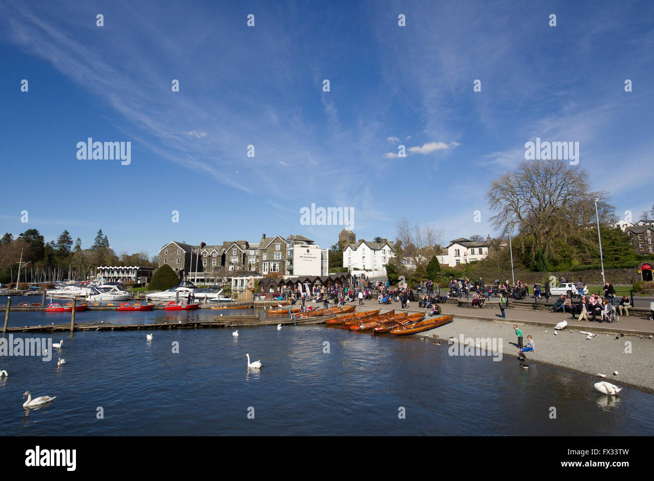 Lake Windermere Cumbria 10th April 2016 UK Weather Bright sunny