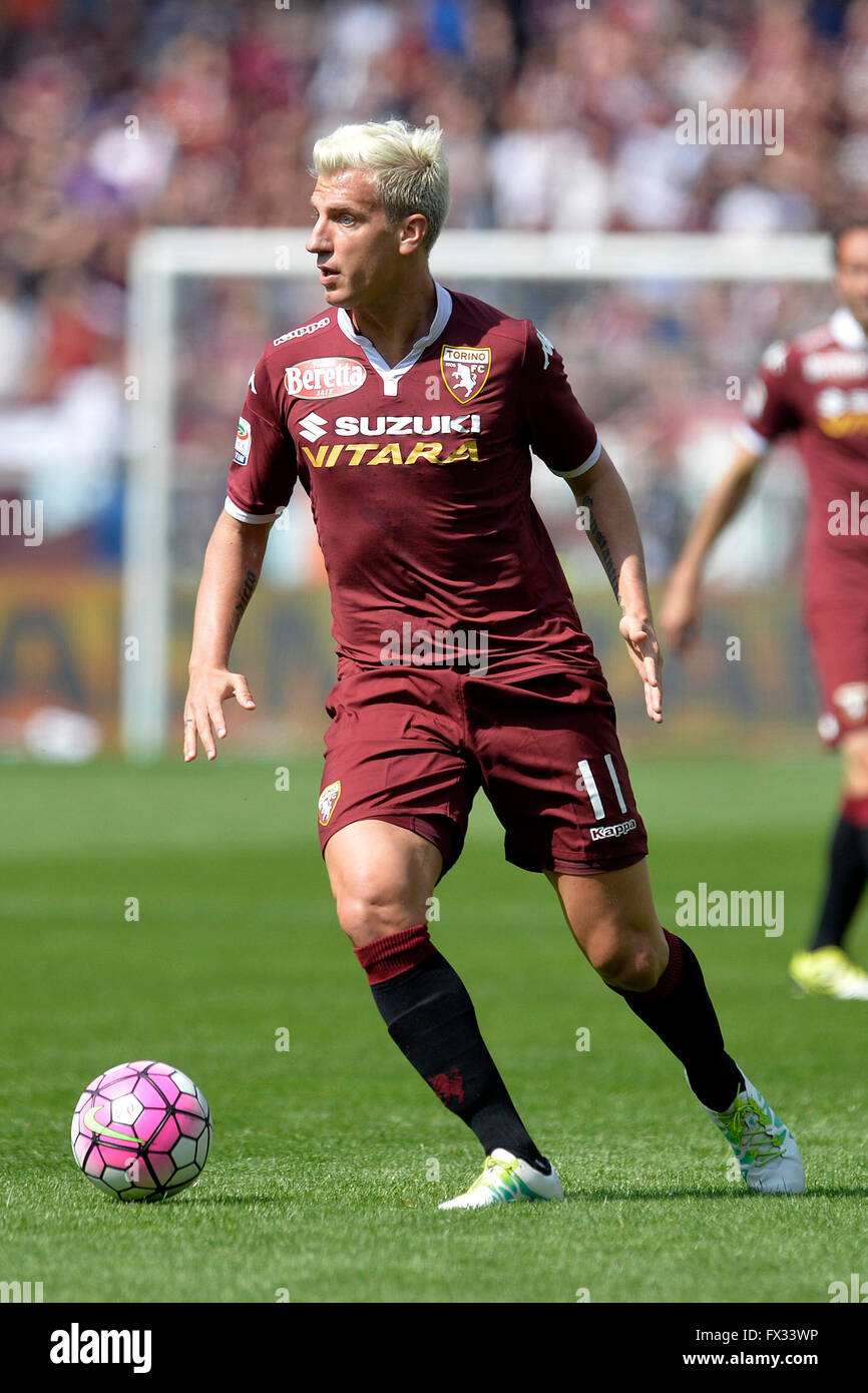 Turin, Italy. 10th April, 2016. Serie A Football. Torino versus Atalanta. Maxi Lopez on the ball Credit:  Action Plus Sports Images/Alamy Live News Stock Photo