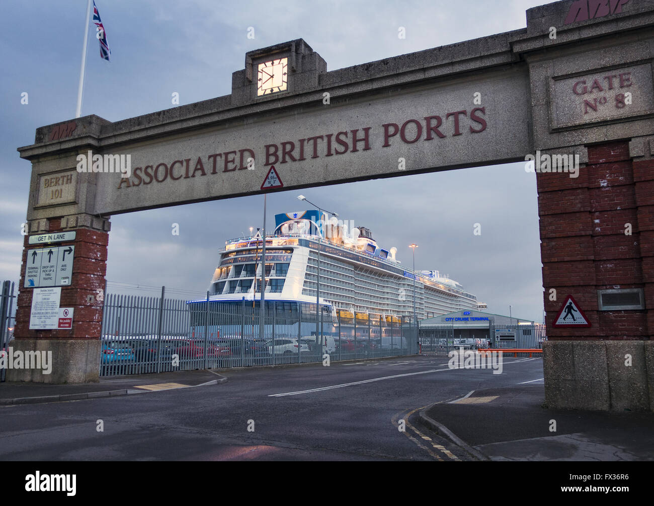Southampton, UK. 10th April, 2016. The worlds latest and most innovative cruise ship arrived in