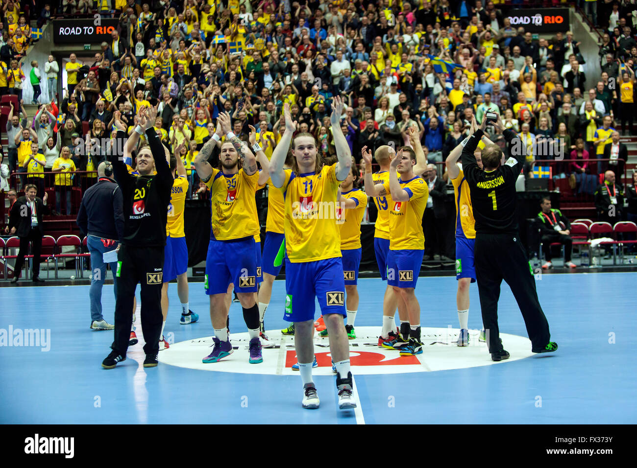 Malmö, Sweden, April 10th, 2016. The Swedish national handball team