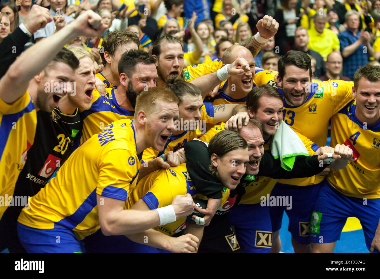 Malmö, Sweden, April 10th, 2016. The Swedish national handball team