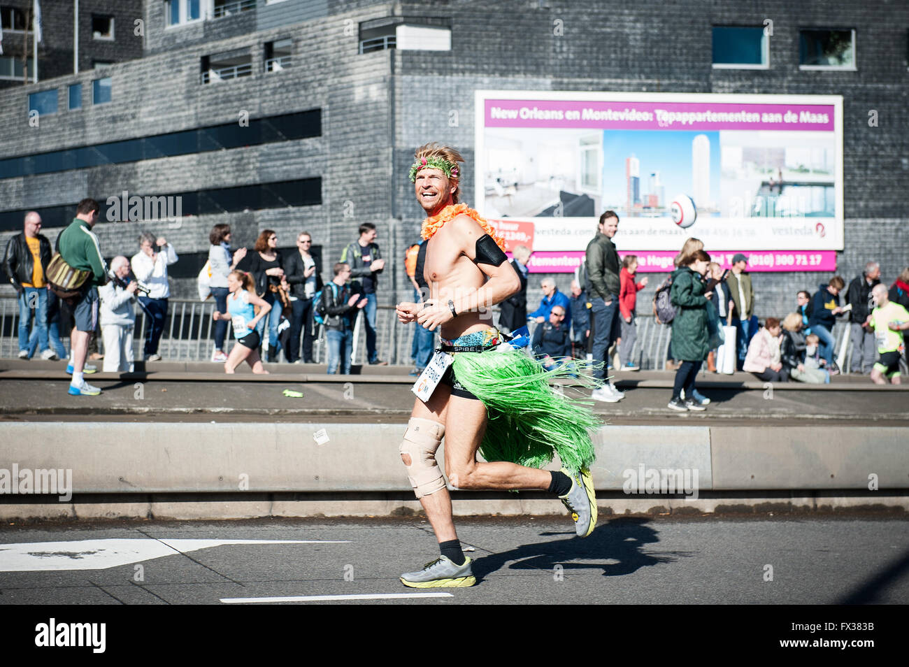 Rotterdam, The Netherlands. 10th Apr, 2016. Participants run on the