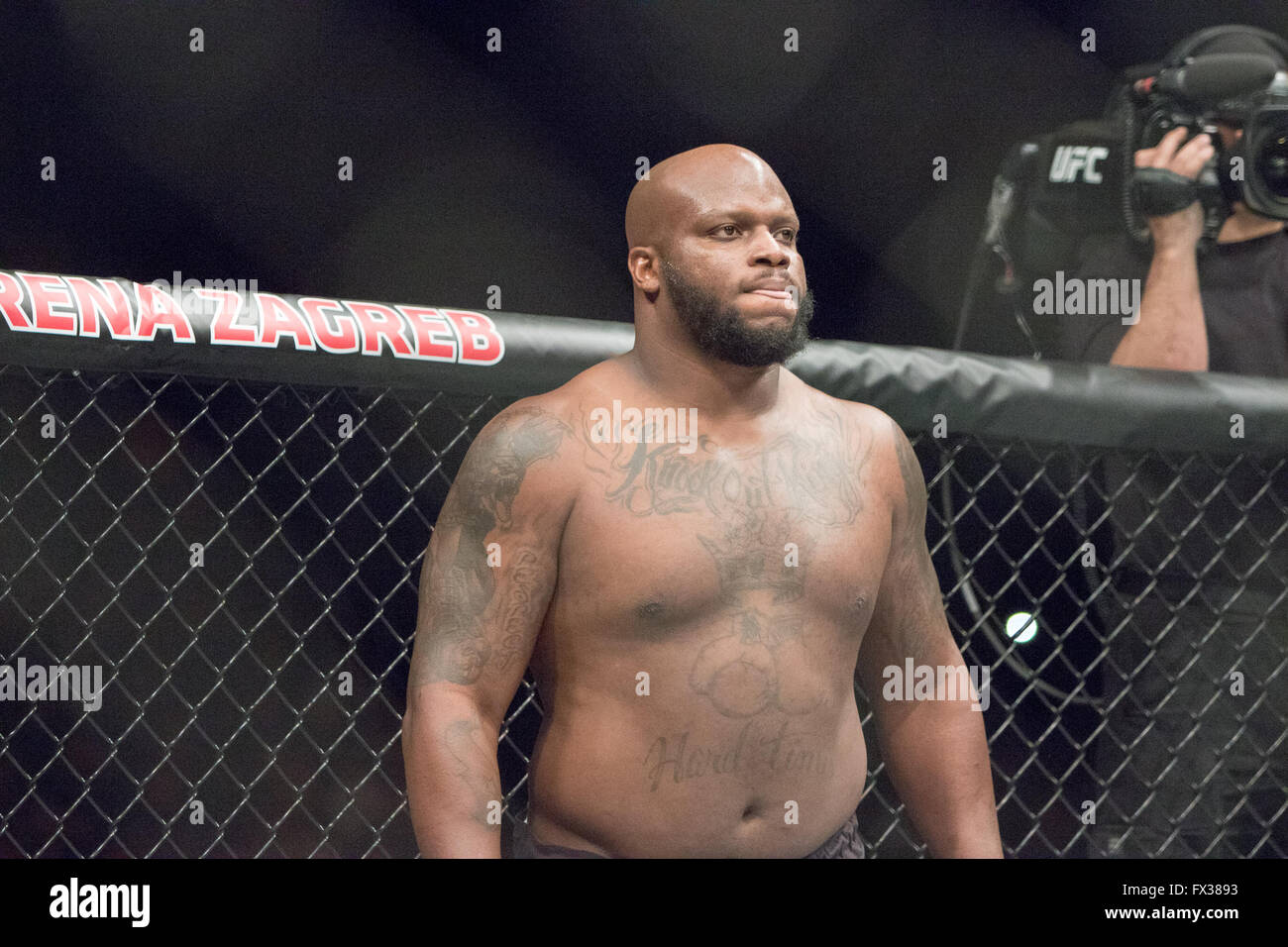 Zagreb, Croatia. 10th April, 2016. Derrick Lewis defeats Gabriel