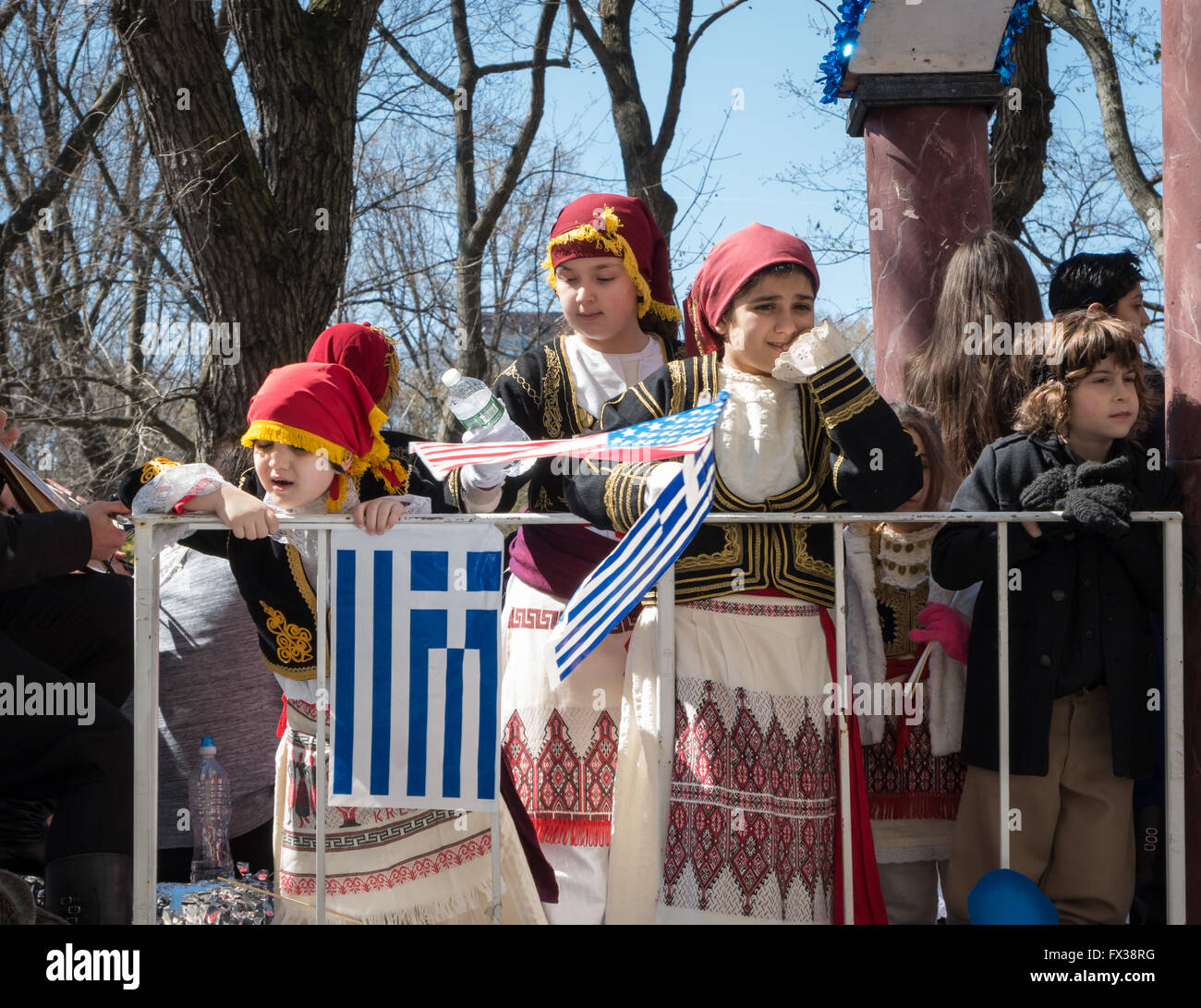 Children wearing Greek national dress in the 2016 New York Greek Parade