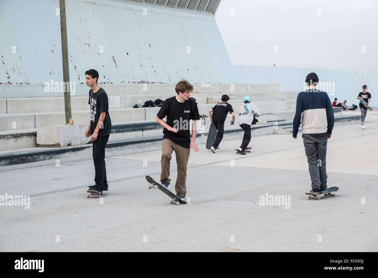 teenagers on skateboards,skateboards,teenagers,on,Skateboarding  youths,teenagers at Port Forum area of  Barcelona.Barcelona,Catalonia,Spain,Europe Stock Photo - Alamy