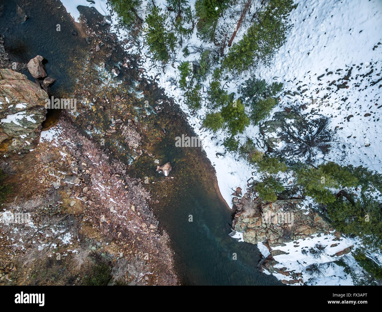 aerial view of Cache la Poudre River at Big Narrows west of Fort ...