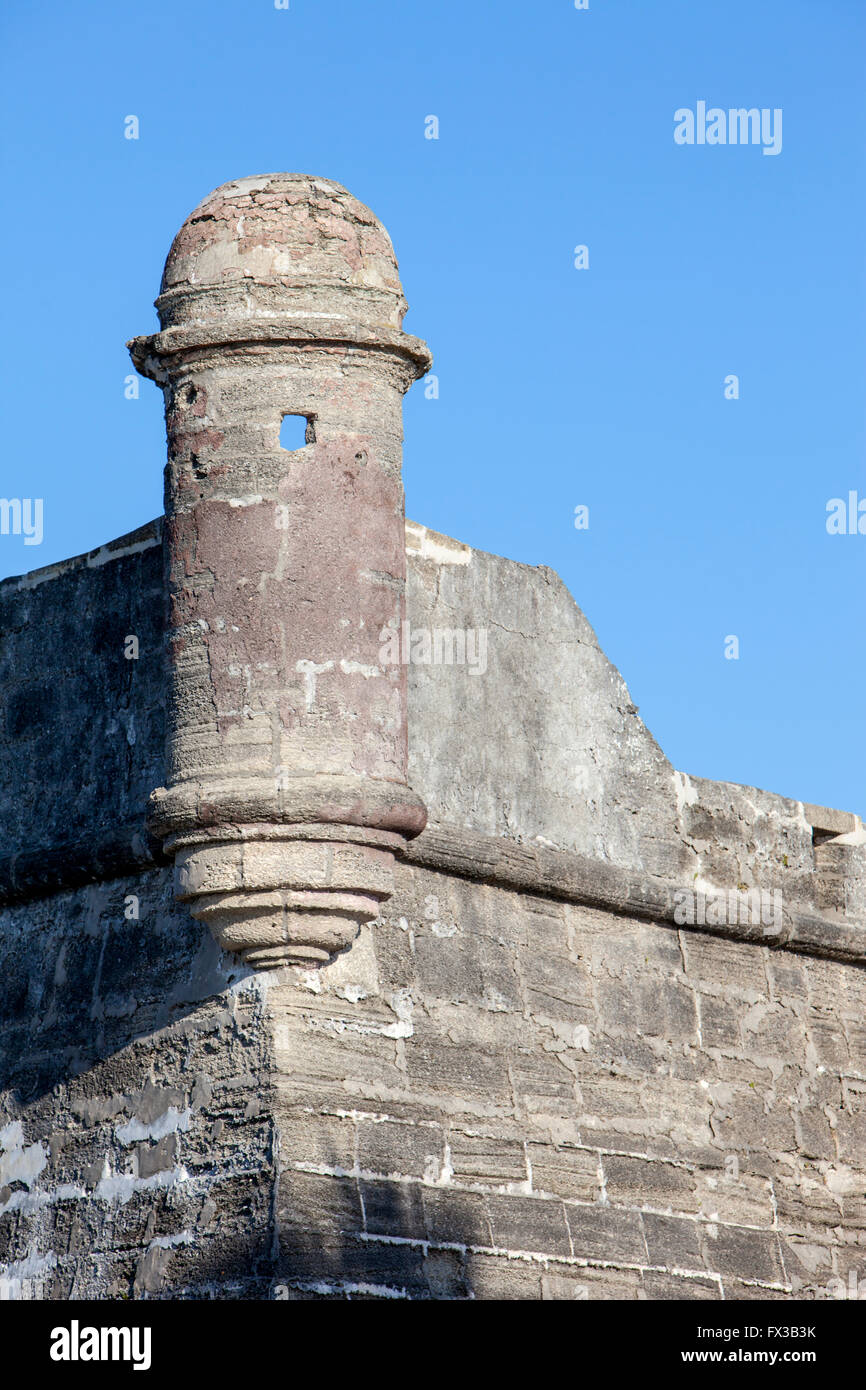 St. Augustine, Florida, USA.  Fort San Marcos, constructed 1672-1695.  Sentry Box, St. Augustine Bastion. Stock Photo
