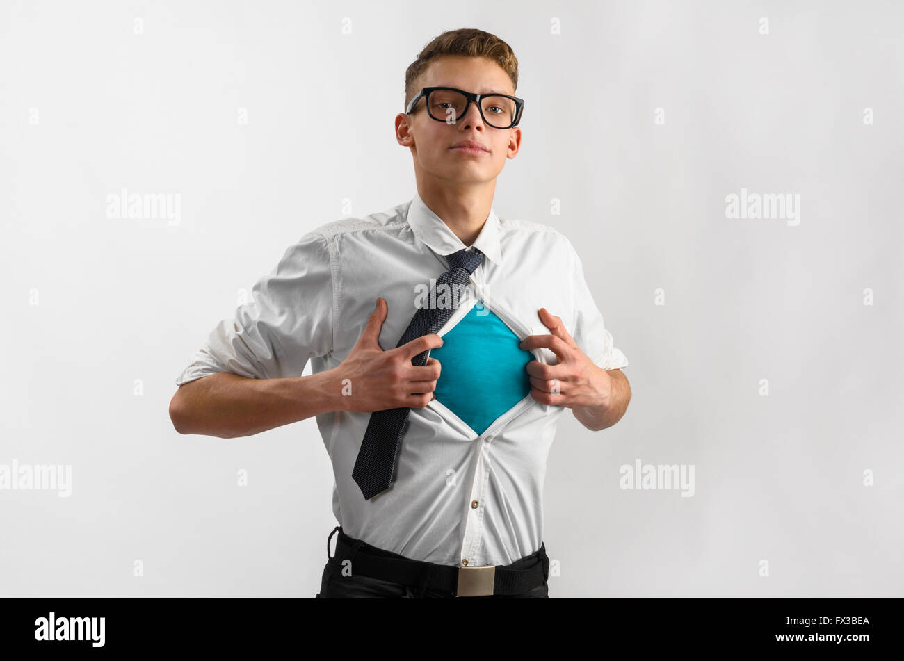 Super Hero Suit Of Business Man Stock Photo Alamy