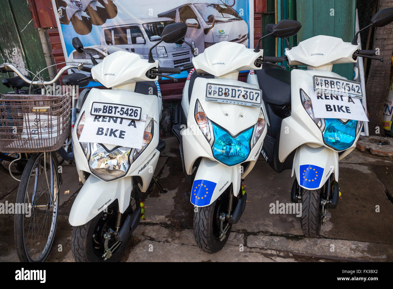 Scooters for rent, Negombo beach, Sri Lanka, Asia Stock Photo - Alamy